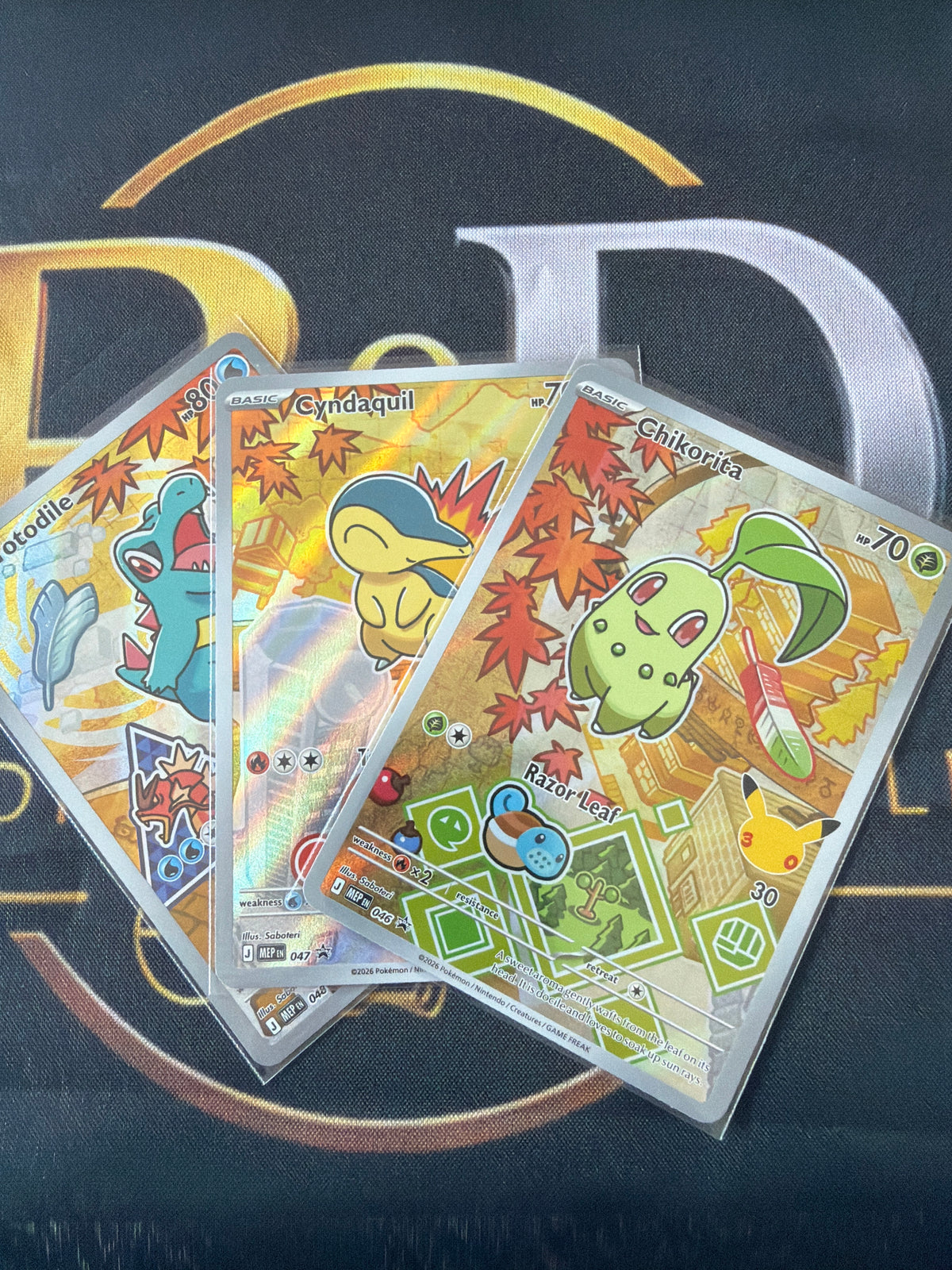 Johto Starter Trio — Chikorita / Cyndaquil / Totodile — 2025 WC Promos — 046/047/048 — NM